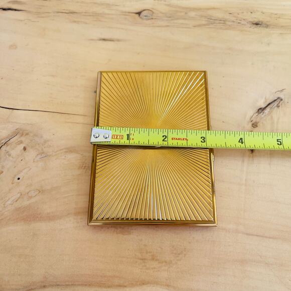 Vintage Evans Compact Cigarette Case Sunburst Art Deco Gold Tone Box - Picture 9 of 9